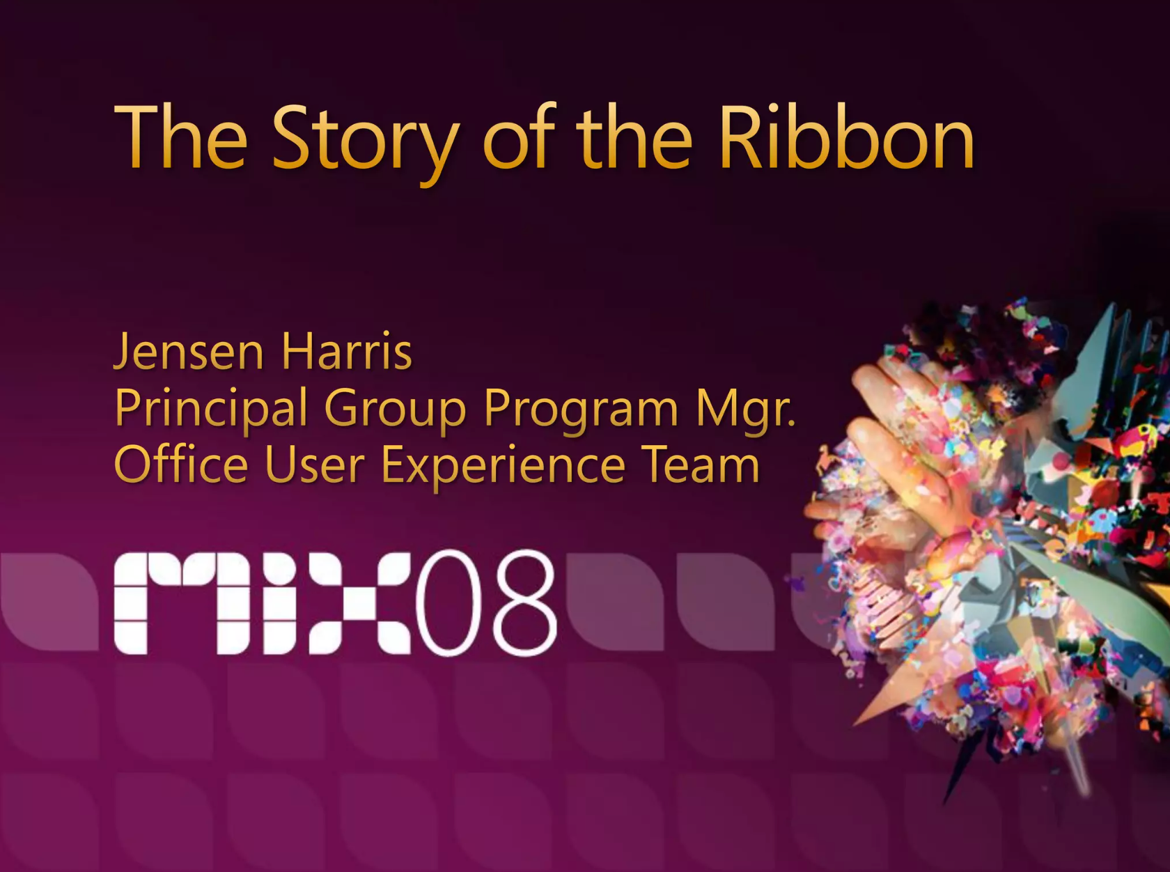 A welcome slide from the 'The Story of the Ribbon' presentation